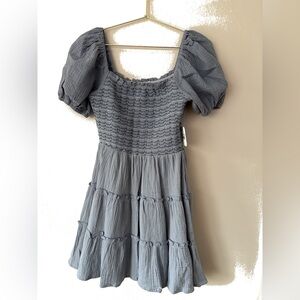 Alter’d State Smocked Tiered Puff Sleeve Mini Dress NWT